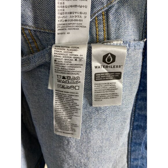 Levis Blue Denim Jean Jacket Womens Plus Size 1X Tracker Button Pockets Moto - Picture 6 of 16